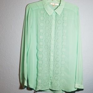 LC Lauren Conrad, Sheer Blouse, Size Large